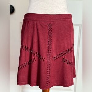 Elegant Burgundy Skirt with Stitch Detailing medium